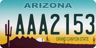 AZ license plate AAA2153
