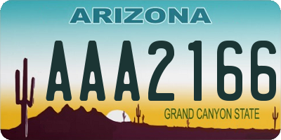 AZ license plate AAA2166