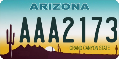 AZ license plate AAA2173