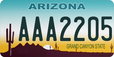 AZ license plate AAA2205