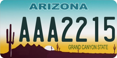 AZ license plate AAA2215