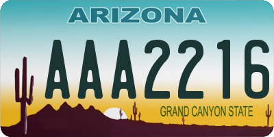 AZ license plate AAA2216