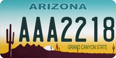 AZ license plate AAA2218