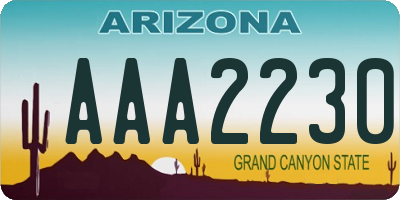 AZ license plate AAA2230