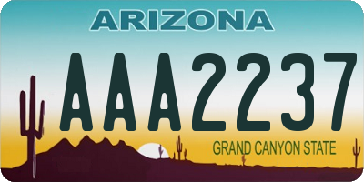 AZ license plate AAA2237