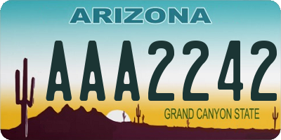 AZ license plate AAA2242