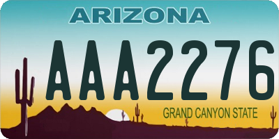 AZ license plate AAA2276