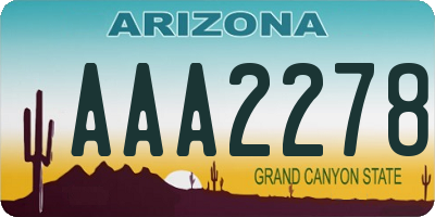 AZ license plate AAA2278