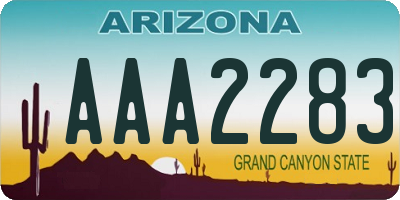 AZ license plate AAA2283