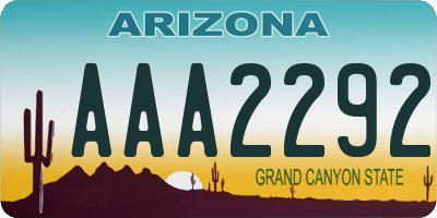 AZ license plate AAA2292