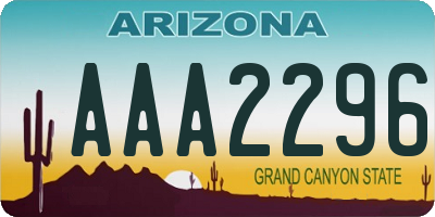 AZ license plate AAA2296