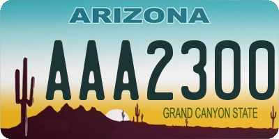 AZ license plate AAA2300