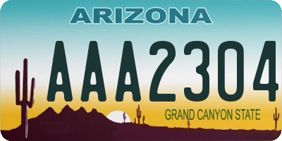 AZ license plate AAA2304