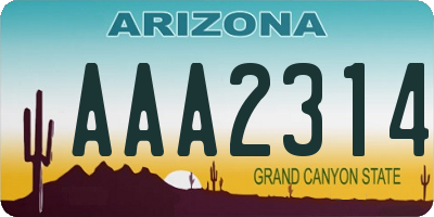 AZ license plate AAA2314
