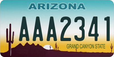AZ license plate AAA2341