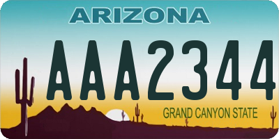 AZ license plate AAA2344