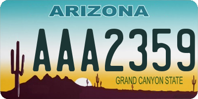 AZ license plate AAA2359