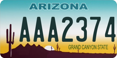 AZ license plate AAA2374