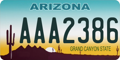 AZ license plate AAA2386