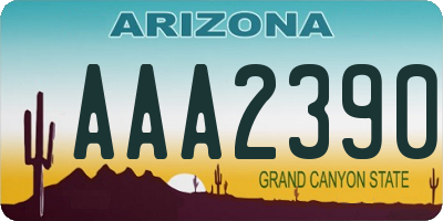 AZ license plate AAA2390