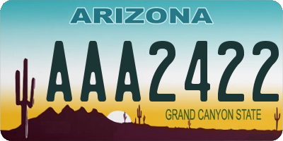 AZ license plate AAA2422