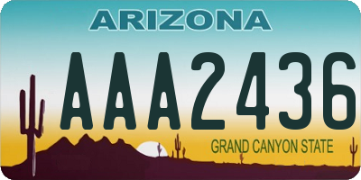 AZ license plate AAA2436