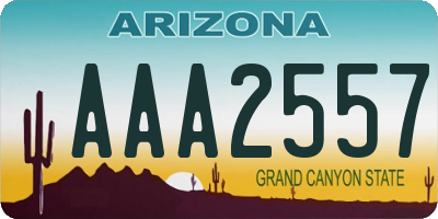 AZ license plate AAA2557
