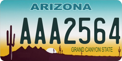 AZ license plate AAA2564
