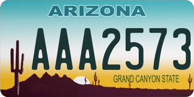 AZ license plate AAA2573