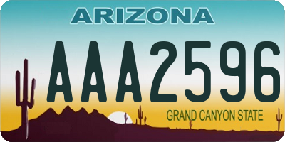 AZ license plate AAA2596