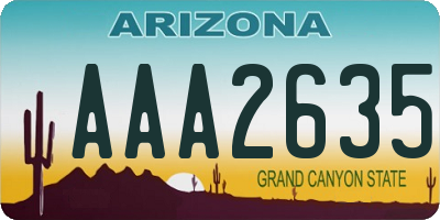 AZ license plate AAA2635