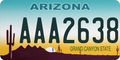 AZ license plate AAA2638