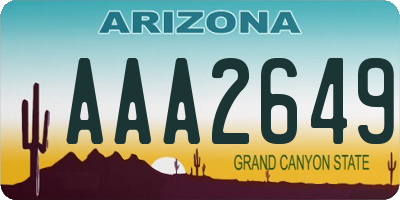 AZ license plate AAA2649