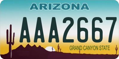 AZ license plate AAA2667