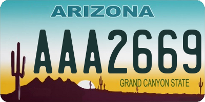 AZ license plate AAA2669