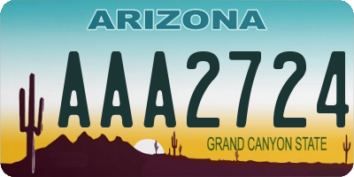 AZ license plate AAA2724