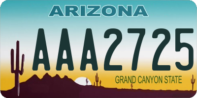 AZ license plate AAA2725