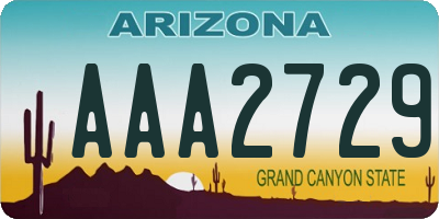 AZ license plate AAA2729
