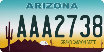 AZ license plate AAA2738
