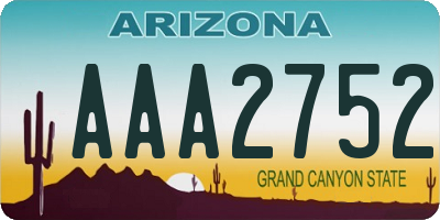 AZ license plate AAA2752