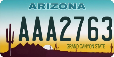 AZ license plate AAA2763