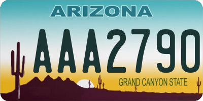 AZ license plate AAA2790