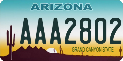 AZ license plate AAA2802