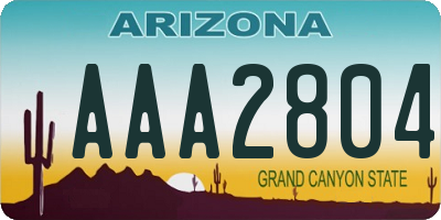 AZ license plate AAA2804