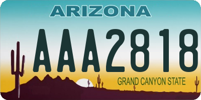 AZ license plate AAA2818