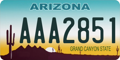 AZ license plate AAA2851