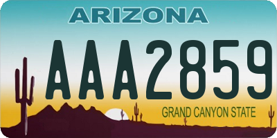 AZ license plate AAA2859