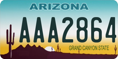 AZ license plate AAA2864