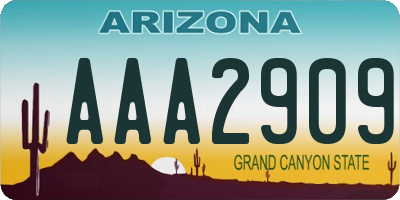 AZ license plate AAA2909