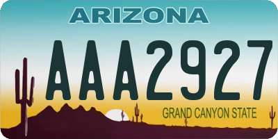 AZ license plate AAA2927